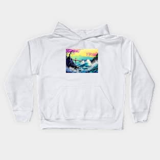 Rising waves and bridge Kids Hoodie